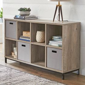 8-Cube Storage Organizer with Metal Base, Rustic Gray