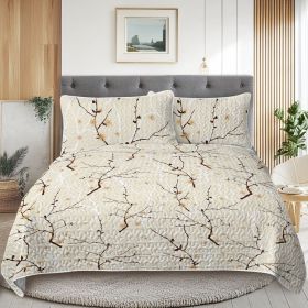 3pcs Minimalist Tree Branch Patterned Blankets Suitable For All Seasons, Including Flower And Autumn Leaf Bedding Sets With 2 Pillowcases