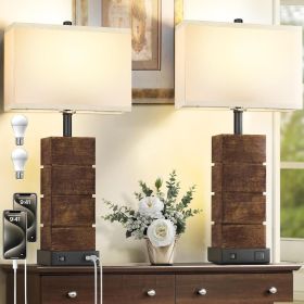 Farmhouse Table Lamps for Living Room Set of 2