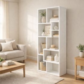 Asymmetrical Display Shelf & Bookcase, 5-Tier, White