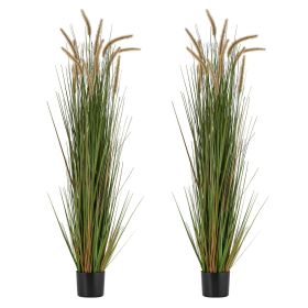 VEVOR Artificial Grass Plant, 2 Pack 59 inch Horsetail Reed Grass in Pot