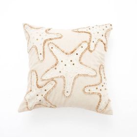 Starfish Embroidered Cushion-18X18"