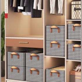 3 Pack Fabric Storage Bins with Lids, Wardrobe Storage Organiser, Stackable Storage Bin, Foldable Storage Baskets with Handle