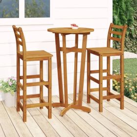 Garden Bar Set Wood Brown Solid Acacia Wood 3 Piece Set Durable