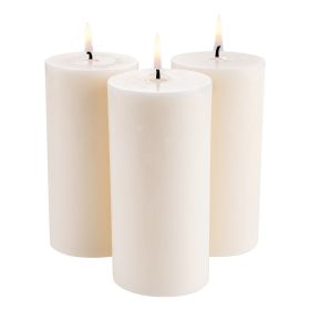 VEVOR 3 Pack White Unscented Pillar Candles, 65 Hours Long Burning Pillar Candle, 3 x 6 Inch Smokeless Unscented Candles