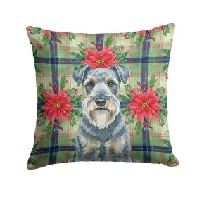 Kerry Blue Terrier Christmas PoinsettIas Throw Pillow Decorative Indoor Outdoor Accent Cushion for Couch, Bed or Patio, 14Hx14W