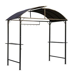 8x4ft BBQ Gazebo Tent Metal Frame Arch Canopy Garden Sunshade Portable Shelter Backyard with Side Shelf Coffee