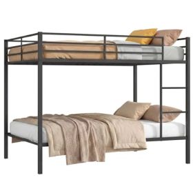 Black Metal Bunk Bed With Guardrail, 12 Ground Clearance 79.5LBS Net Weight Easy Assembly (Option: Defaulttitle)