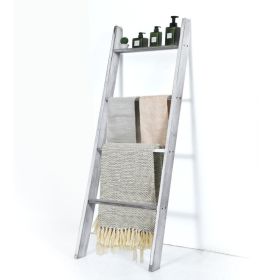 4-Tier Wall Leaning Ladder Shelf Stand (Color: Gray)